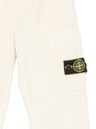 Pantaloni cargo per bambino Stone Island Kids bianchi in velluto a coste L2S163100005S0199 V0097 STONE ISLAND KIDS 