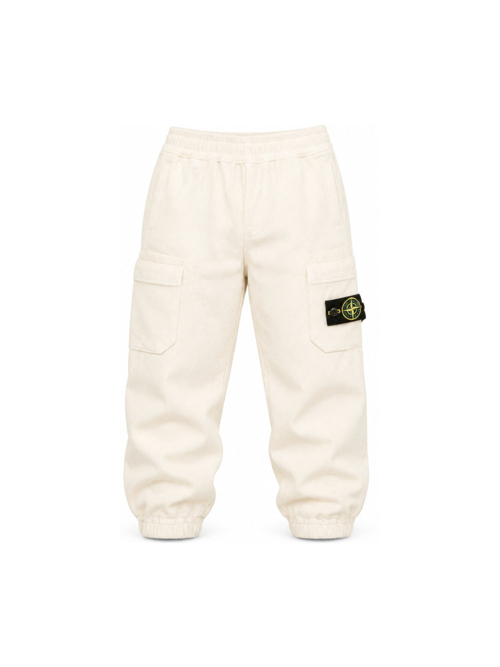 Pantaloni cargo per bambino Stone Island Kids bianchi in velluto a coste L2S163100005S0199 V0097 STONE ISLAND KIDS 