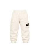 Pantaloni cargo per bambino Stone Island Kids bianchi in velluto a coste L2S163100005S0199 V0097 STONE ISLAND KIDS 