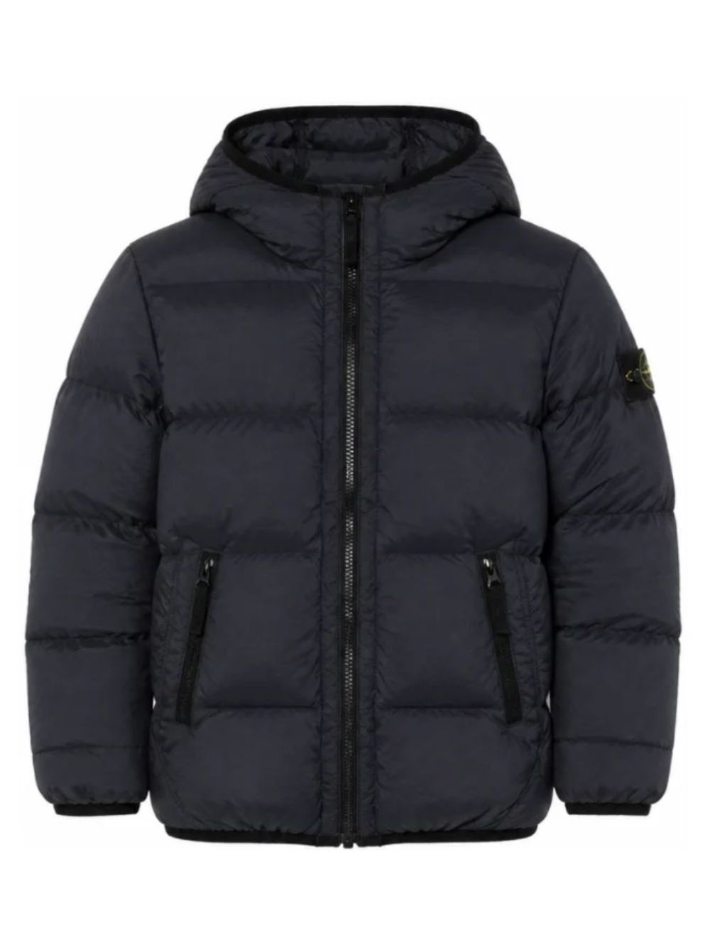 Piumino per bambino Stone Island Kids blu con cappuccio e applicazione Compass L2S164100004S0028 V0020 STONE ISLAND KIDS 