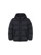 Piumino per bambino Stone Island Kids blu con cappuccio e applicazione Compass L2S164100004S0028 V0020 STONE ISLAND KIDS 