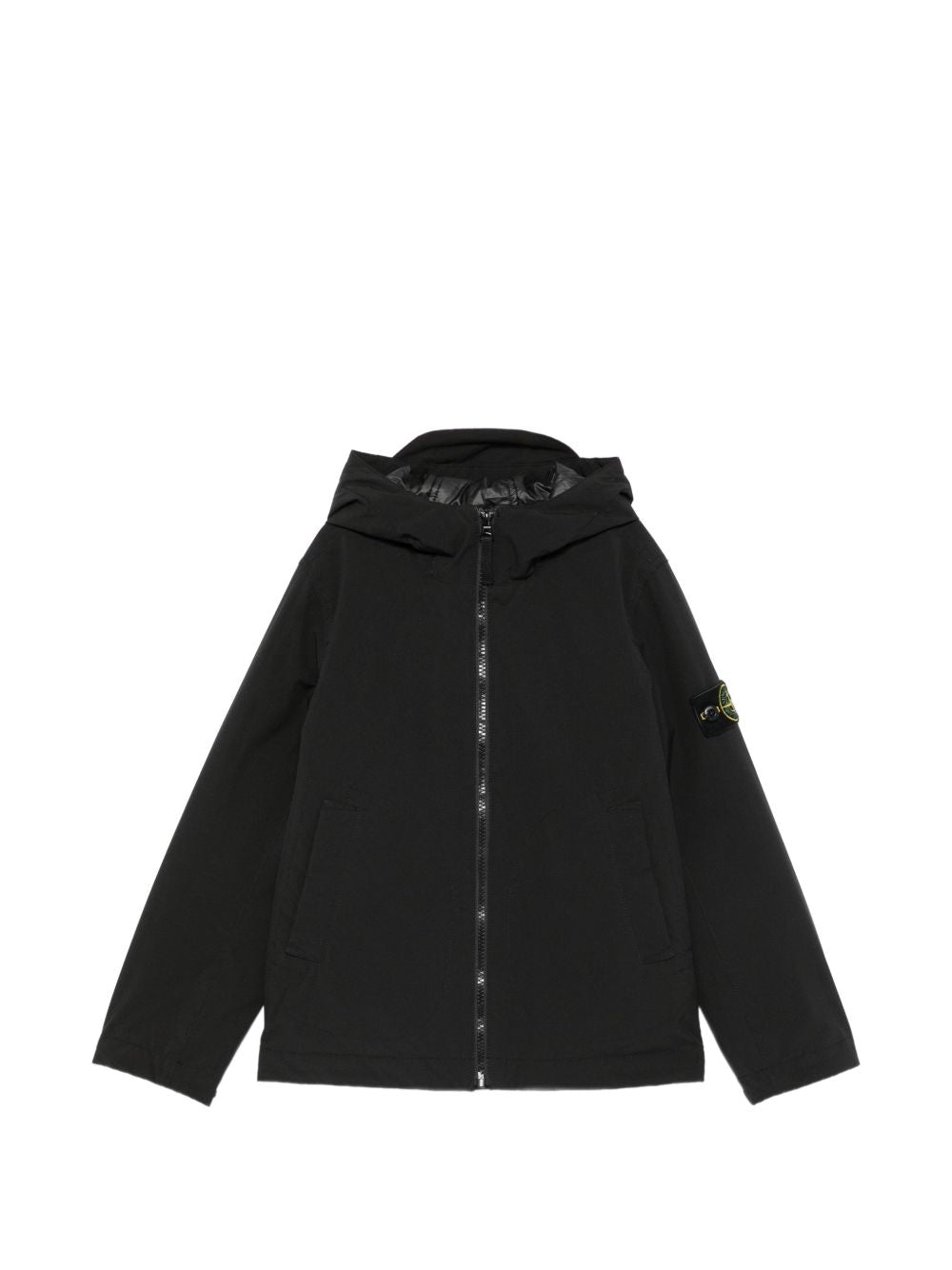Giubbino per bambino Stone Island Kids nero con cappuccio e logo L2S164100007S0A27 V0029 STONE ISLAND KIDS 