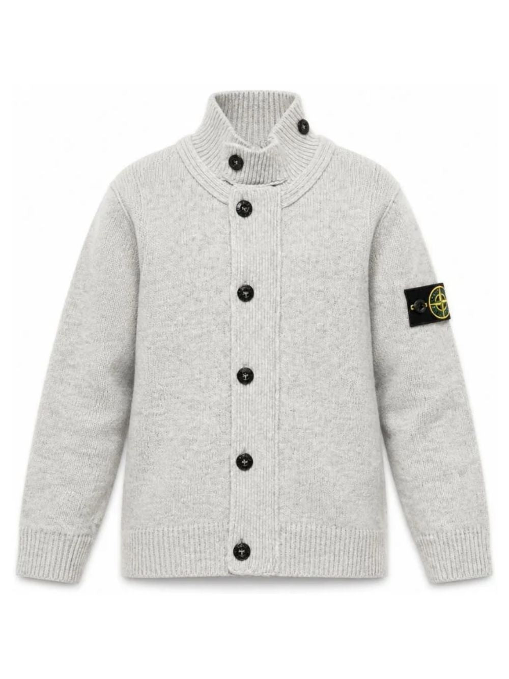 Cardigan per bambino Stone Island Junior grigio a collo alto con bottoni L2S165100003S00M1 V0M64 STONE ISLAND KIDS 