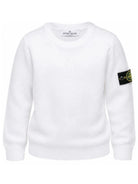 Maglione per bambino Stone Island Kids bianco con applicazione logo sulla manica L2S165100009S0C04 V0001 STONE ISLAND KIDS 
