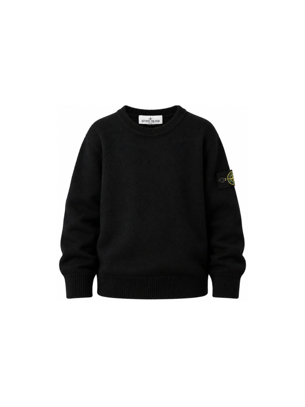 Maglione girocollo per bambino Stone Island Junior nero con applicazione Compass L2S165100009S0C04 V0029 STONE ISLAND KIDS 