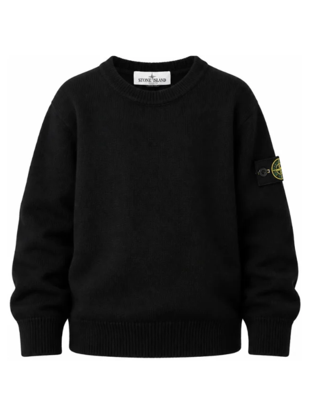 Maglione girocollo per bambino Stone Island Junior nero con applicazione Compass L2S165100009S0C04 V0029 STONE ISLAND KIDS 