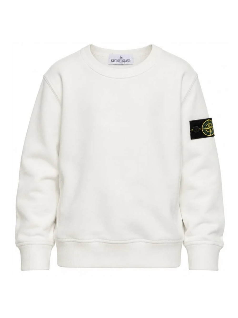 Felpa per bambino Stone Island Kids bianco con applicazione sulla manica L2S166100001S0A20 V0001 STONE ISLAND KIDS 