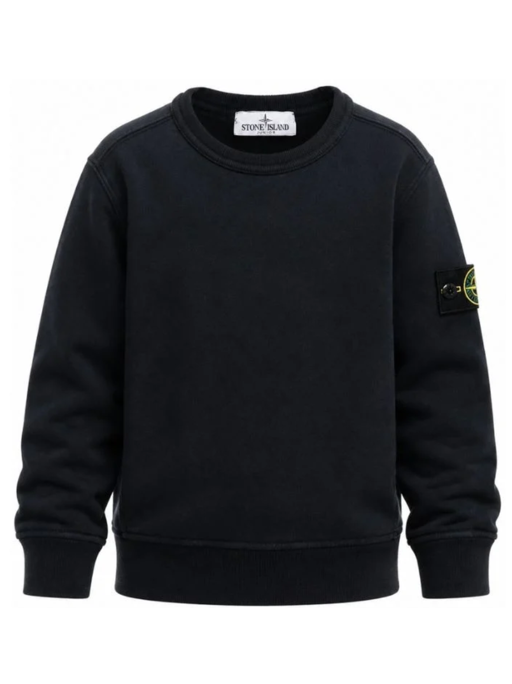 Felpa per bambino Stone Island Kids nera con applicazione sulla manica L2S166100001S0A20 V0029 STONE ISLAND KIDS 