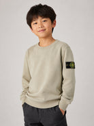 Felpa per bambino Stone Island Kids beige con distintivo Compass L2S166100001S0A20 V0068 STONE ISLAND KIDS 