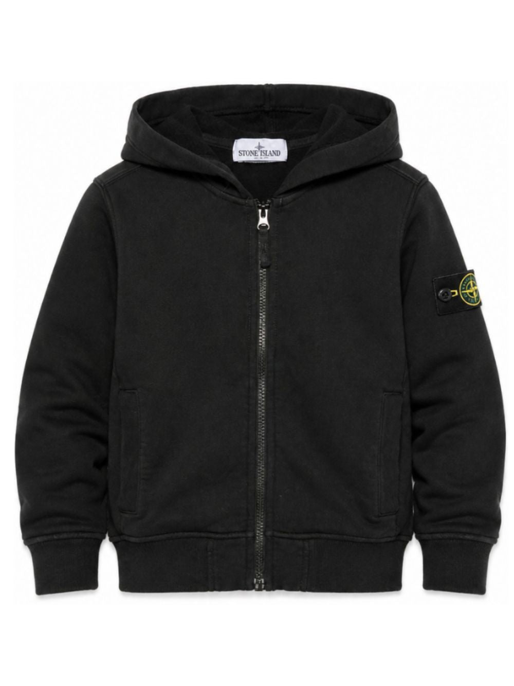 Felpa per bambino Stone Island Kids nera con distintivo Compass L2S166100006S0A20 V0029 STONE ISLAND KIDS 
