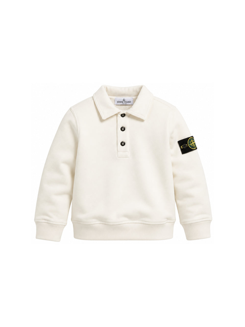 Felpa per bambino Stone Island Kids bianca con applicazione Compass L2S166100012S0A20 V0097 STONE ISLAND KIDS 