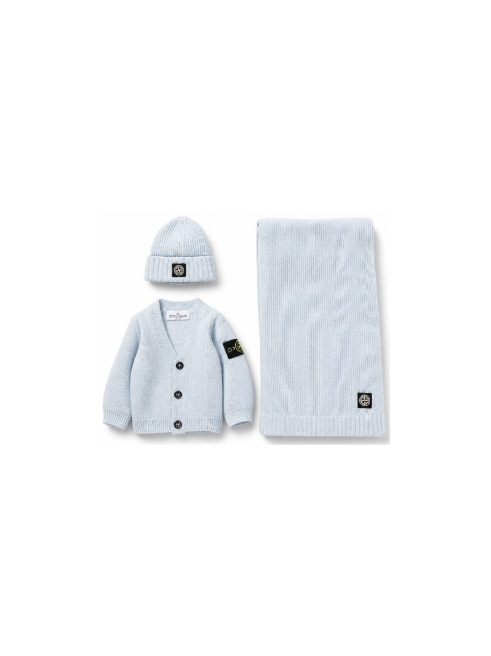 Completo tre pezzi per neonato Stone Island Junior azzurro con scollo a V L2S16M200001S0M10 V004A STONE ISLAND KIDS 