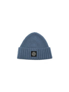Berretto per bambino Stone Island Junior blu con applicazione L2S16N100003S00M3 V004B STONE ISLAND KIDS 