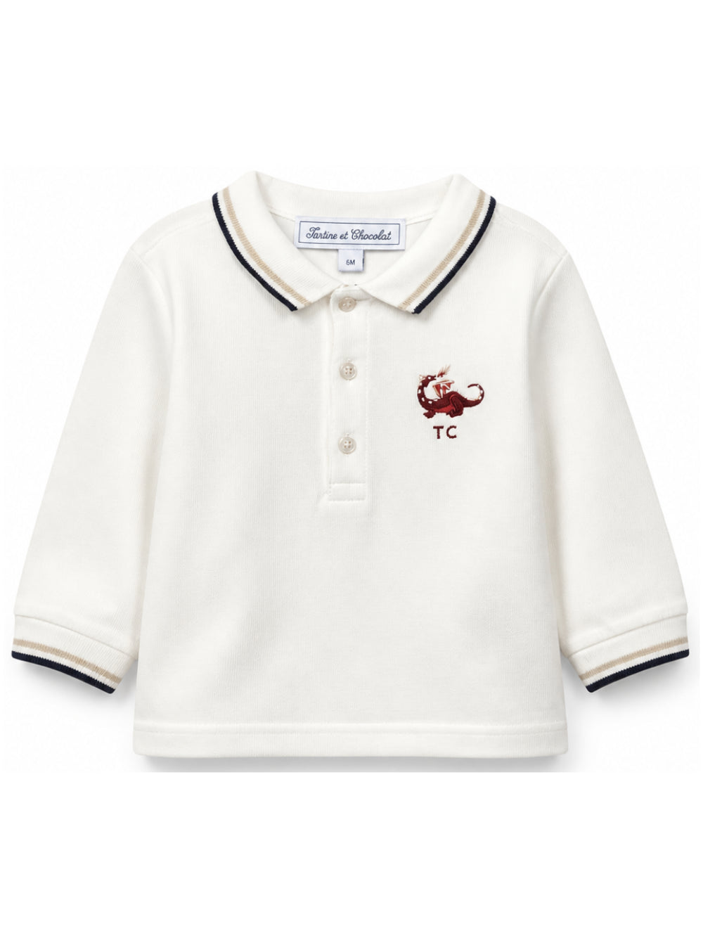 Polo per neonato Tartine Et Chocolat bianca con ricamo drago CD11031 17 TArtine & Chocolat KIDS 