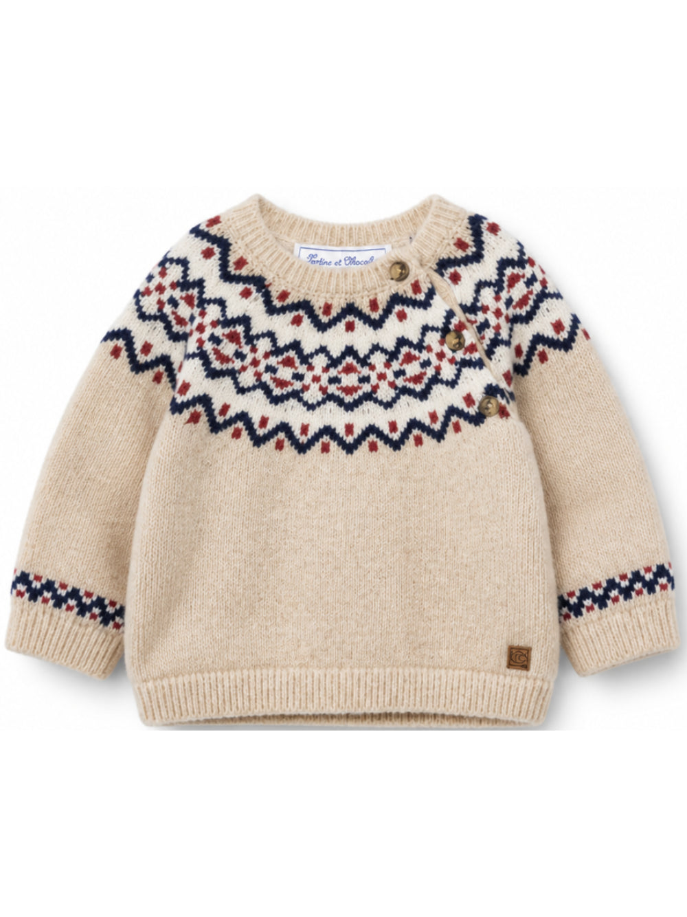 Maglione per neonato Tartine Et Chocolat beige Fair Isle con bottoni CD18071 17 TArtine & Chocolat KIDS 