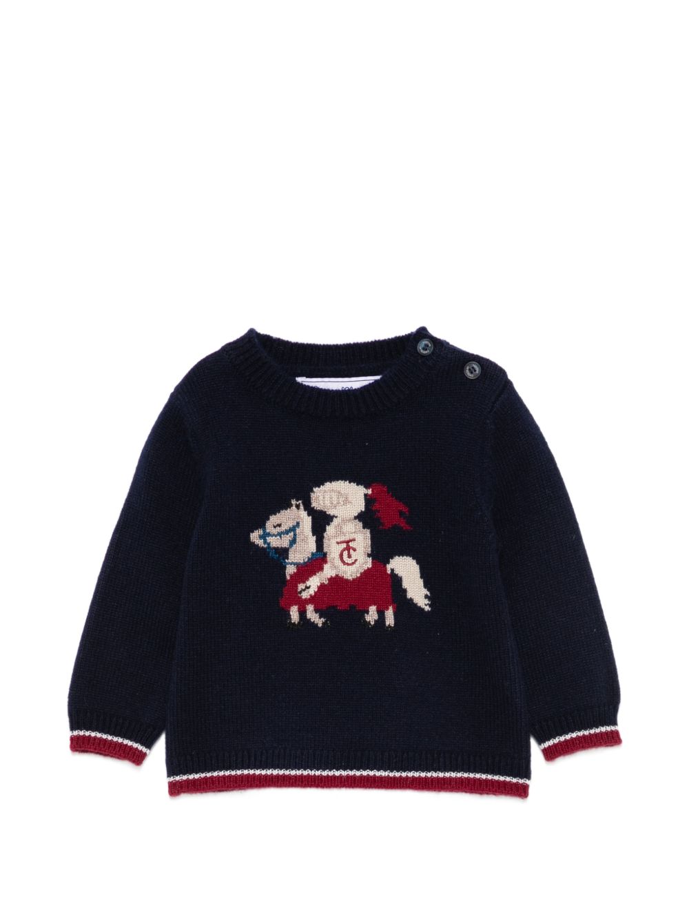 Maglione per neonato Tartine Et Chocolat blu con intarsio cavaliere e chiusura con bottoni CD18091 04 TArtine & Chocolat KIDS 