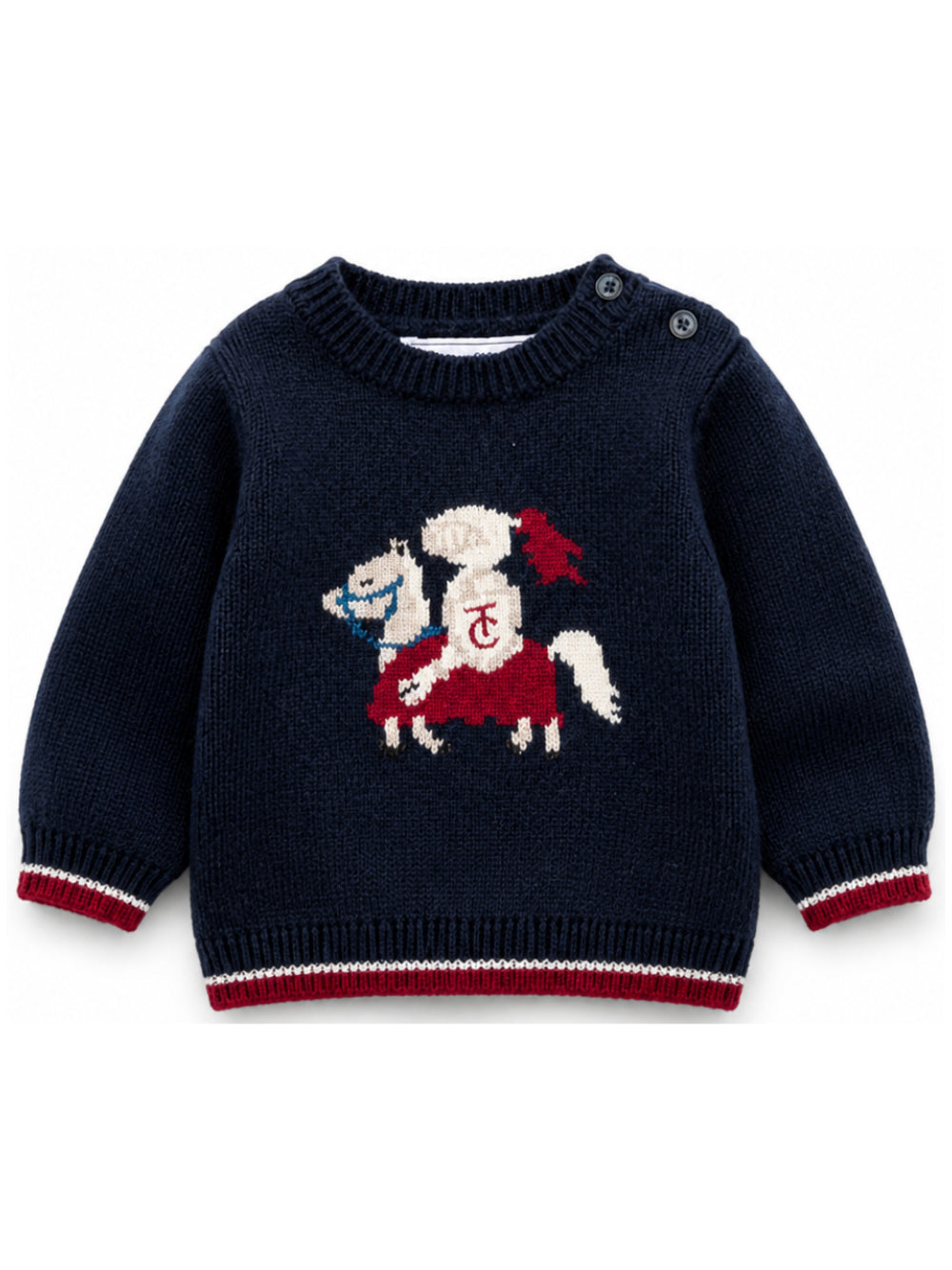 Maglione per neonato Tartine Et Chocolat blu con intarsio cavaliere e chiusura con bottoni CD18091 04 TArtine & Chocolat KIDS 