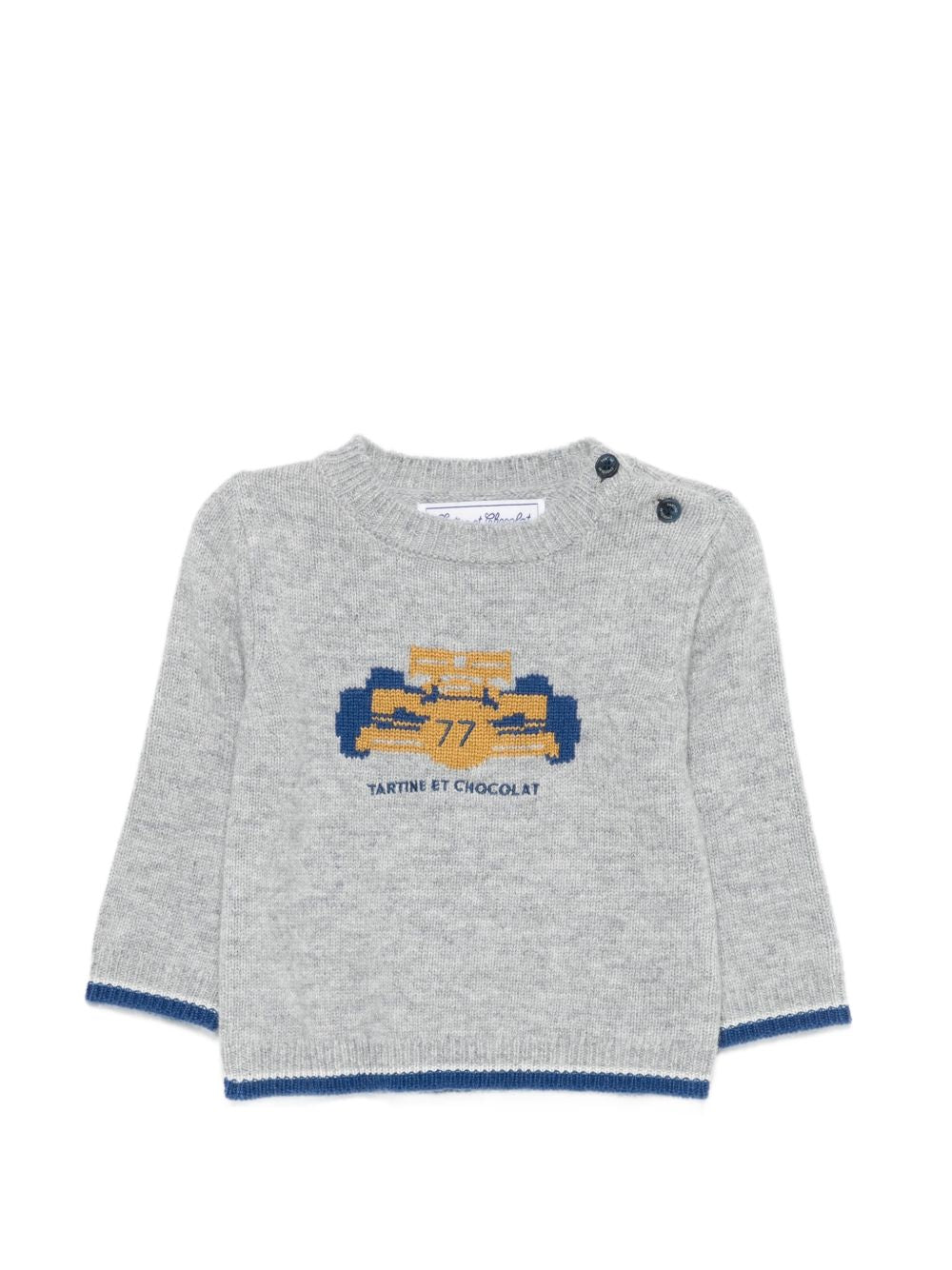 Maglione per neonato Tartine Et Chocolat grigio con intarsio auto e chiusura con bottoni CD18091 22 TArtine & Chocolat KIDS 