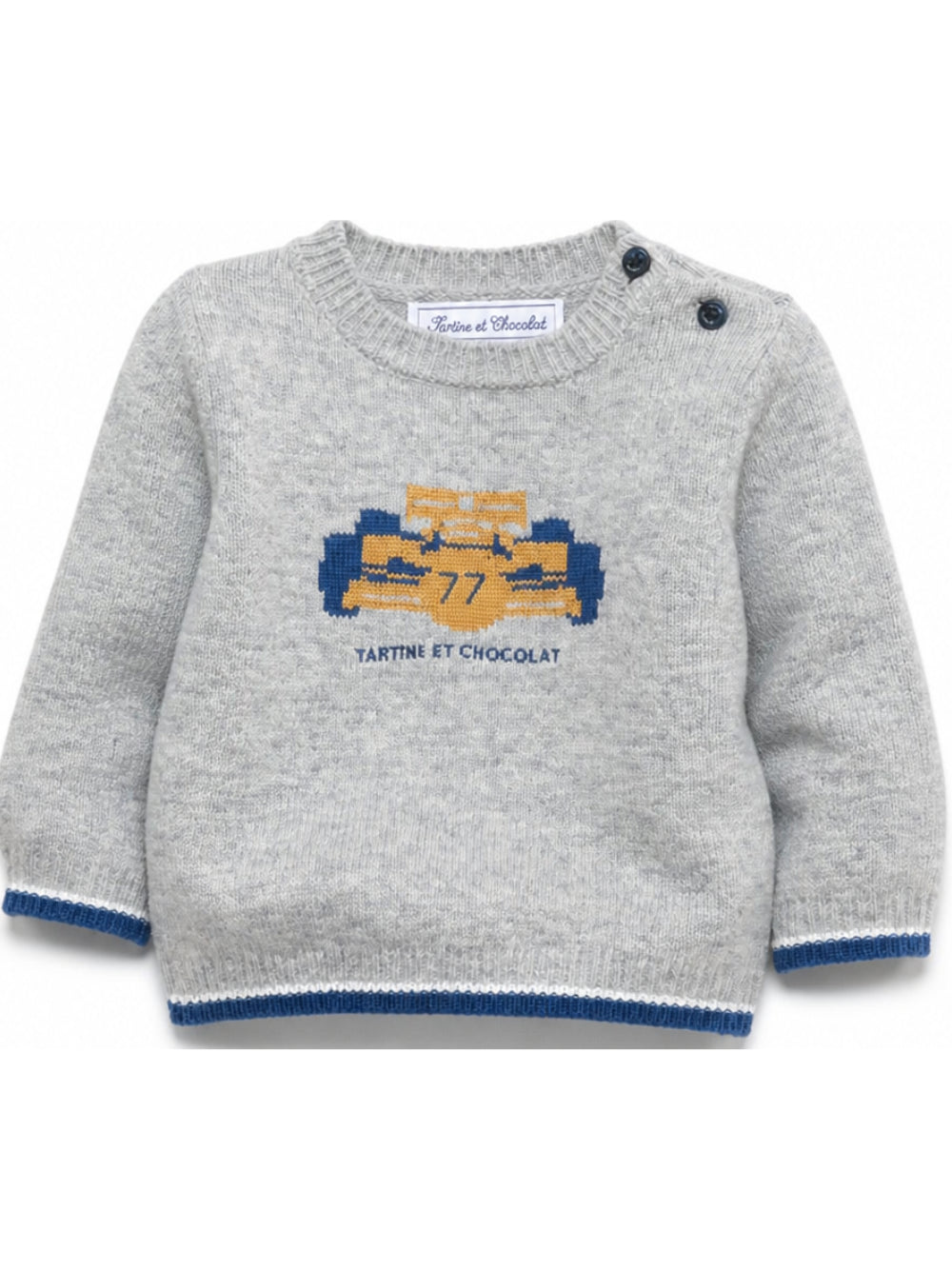 Maglione per neonato Tartine Et Chocolat grigio con intarsio auto e chiusura con bottoni CD18091 22 TArtine & Chocolat KIDS 
