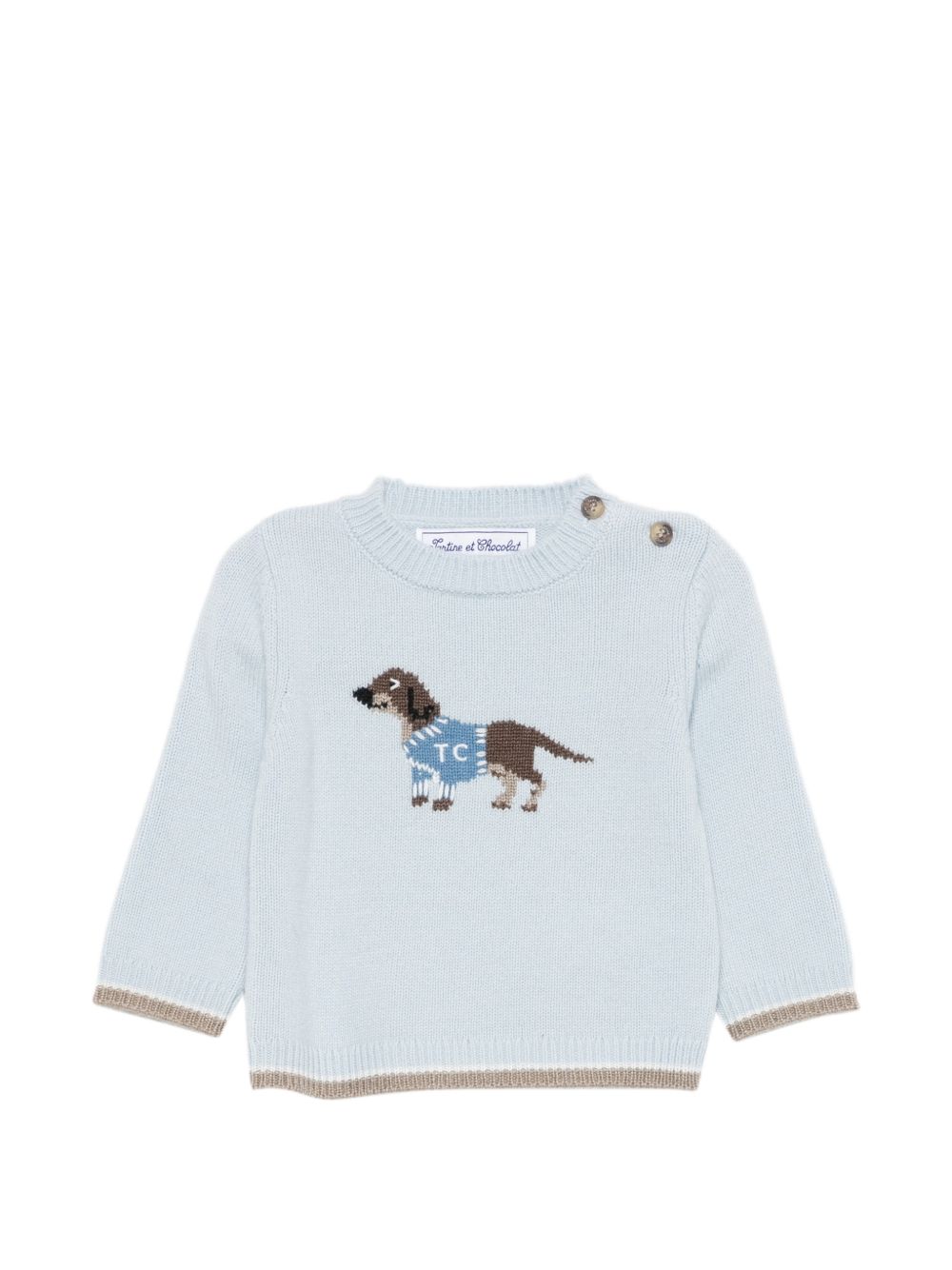 Maglione per neonato Tartine Et Chocolat azzurro con intarsio cane e chiusura con bottoni CD18091 40 TArtine & Chocolat KIDS 