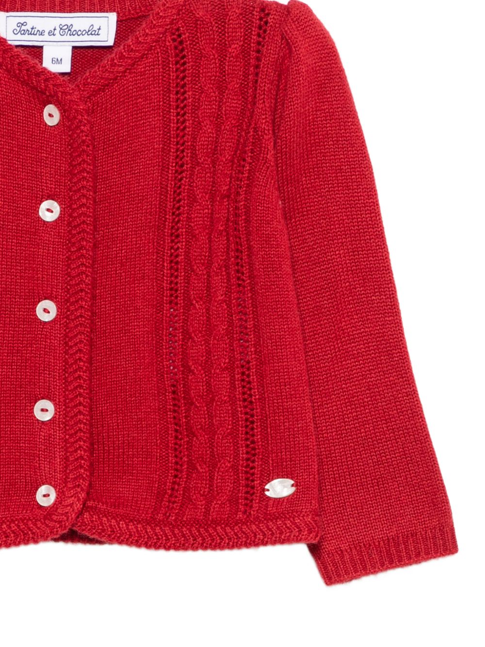 Cardigan per neonata Tartine Et Chocolat rosso in maglia a trecce CD18131 03 TArtine & Chocolat KIDS 