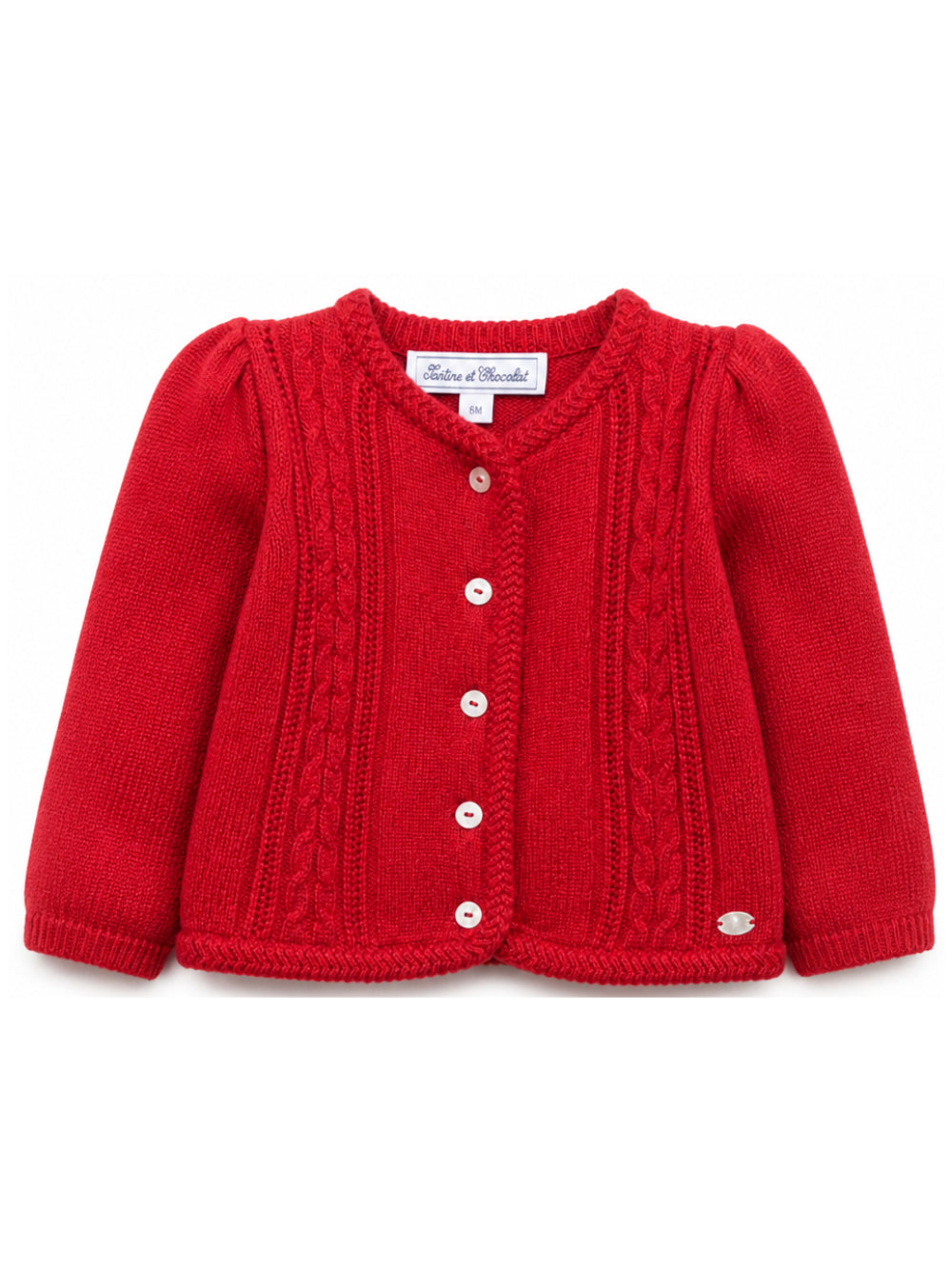 Cardigan per neonata Tartine Et Chocolat rosso in maglia a trecce CD18131 03 TArtine & Chocolat KIDS 