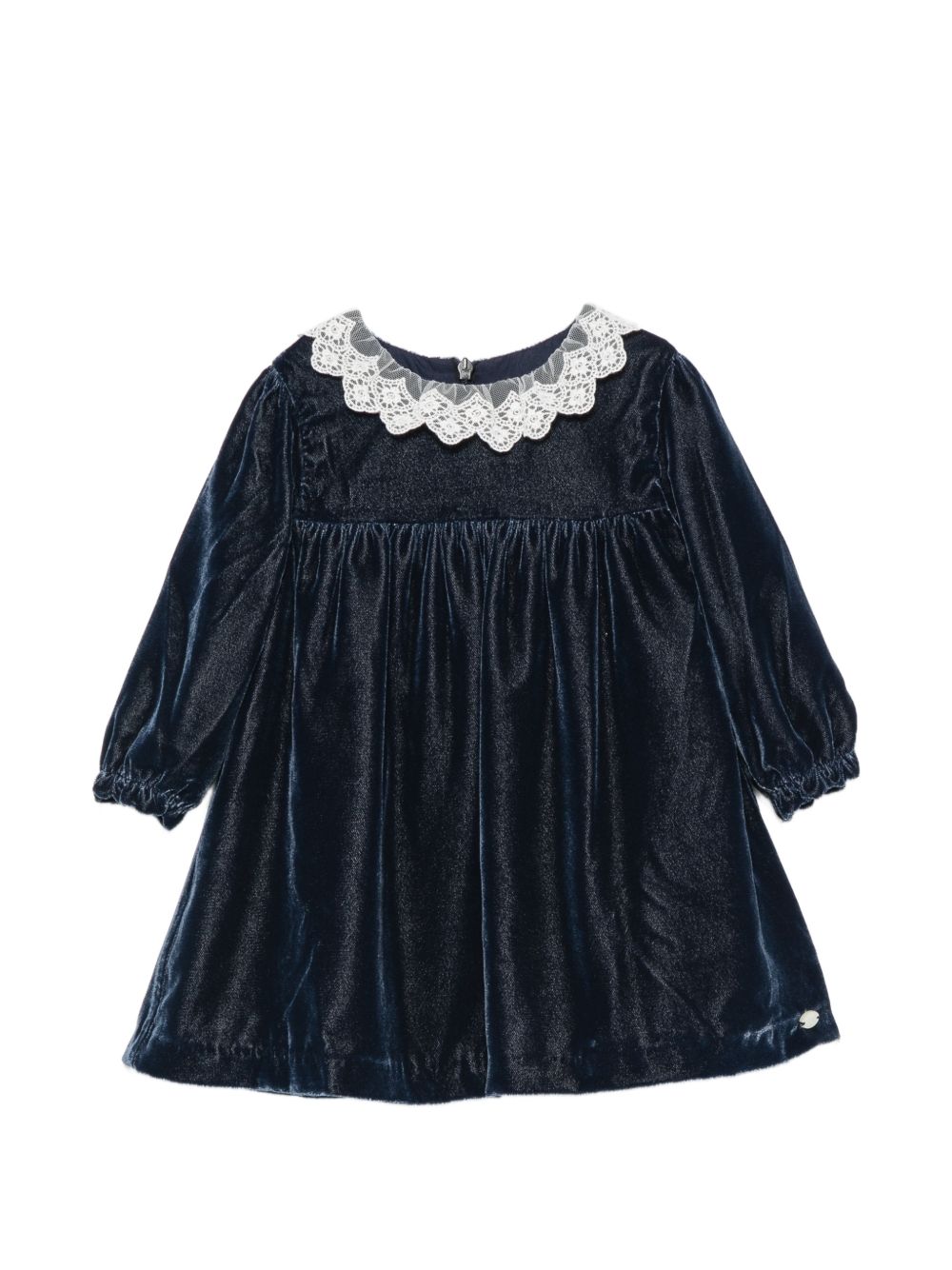 Abito per neonata Tartine Et Chocolat blu in velluto con colletto in pizzo CD30081 04 TArtine & Chocolat KIDS 