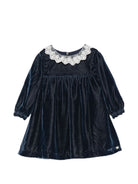 Abito per neonata Tartine Et Chocolat blu in velluto con colletto in pizzo CD30081 04 TArtine & Chocolat KIDS 