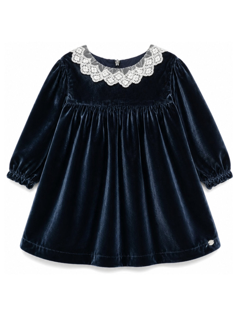 Abito per neonata Tartine Et Chocolat blu in velluto con colletto in pizzo CD30081 04 TArtine & Chocolat KIDS 