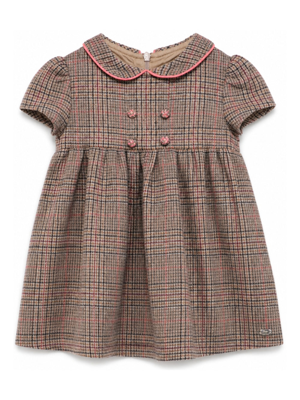 Abito per neonata Tartine Et Chocolat marrone con colletto e motivo a quadri CD30211 69 TArtine & Chocolat KIDS 