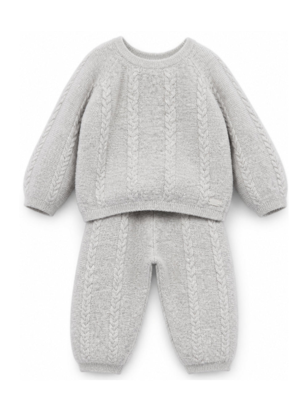 Set cardigan e pantaloni per neonato Tartine Et Chocolat grigio in maglia a trecce CD36030 20 TArtine & Chocolat KIDS 