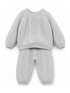Set cardigan e pantaloni per neonato Tartine Et Chocolat grigio in maglia a trecce CD36030 20 TArtine & Chocolat KIDS 