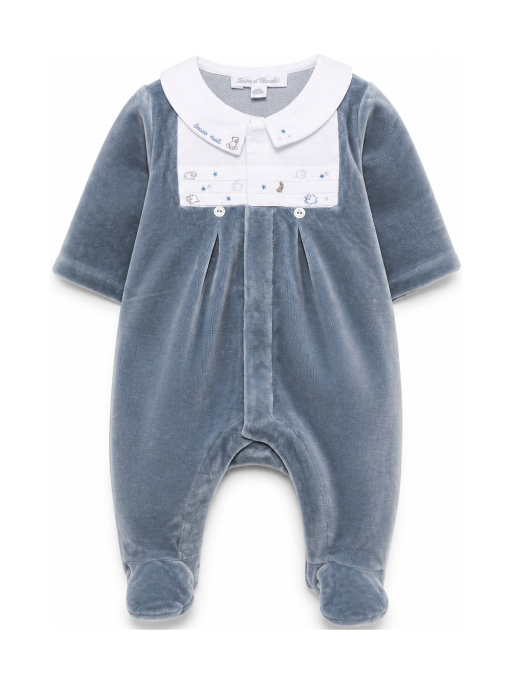 Tutina per neonato Tartine Et Chocolat Kids blu con finitura vellutata CD54140 47 TArtine & Chocolat KIDS 