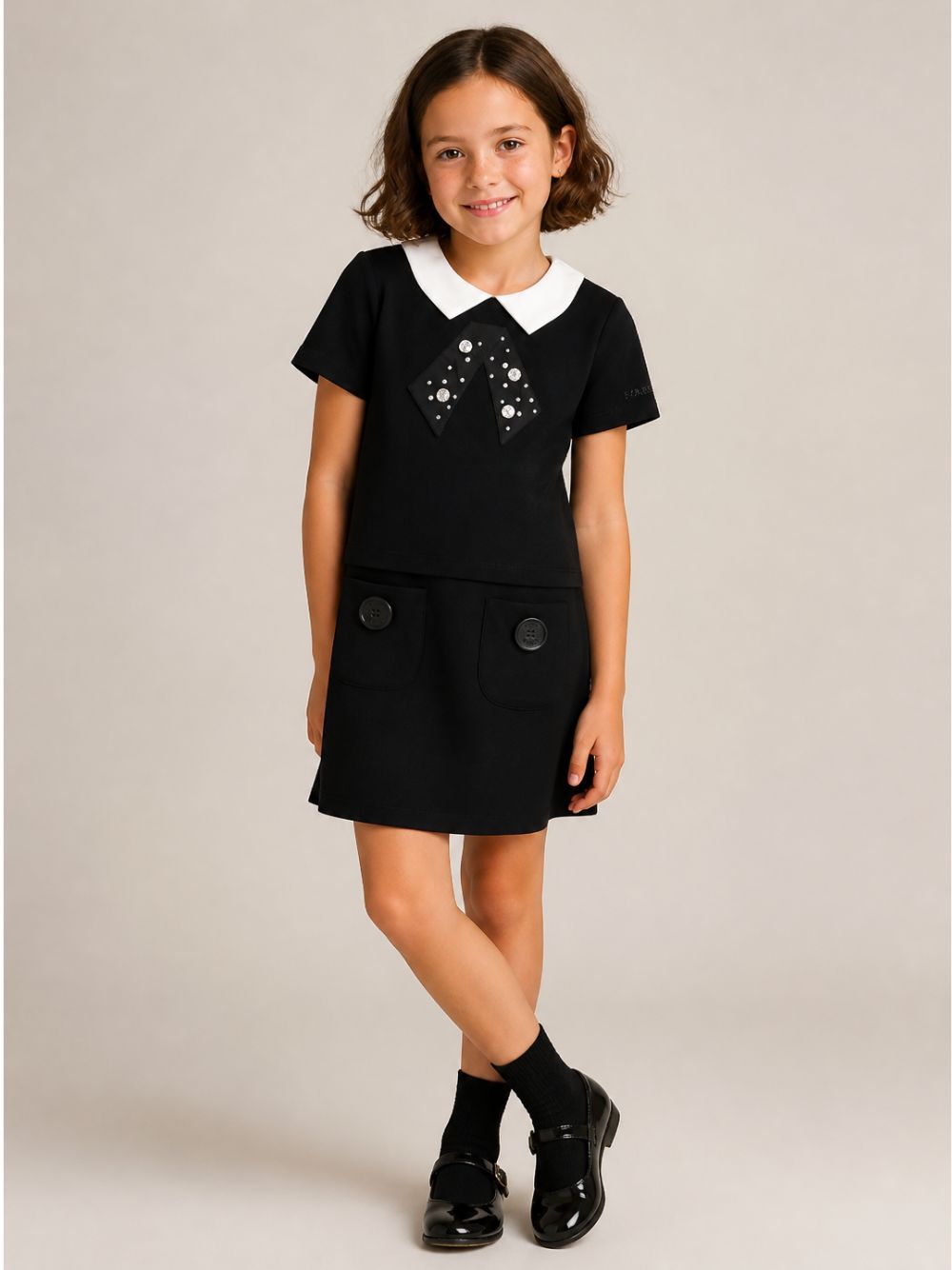 Abito per bambina The Marc Jacobs Kids nero impreziosito da cristalli W60974 09B THE MARC JACOBS KIDS 