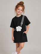 Abito per bambina The Marc Jacobs Kids nero con applicazione fiori in rilievo W60975 09B THE MARC JACOBS KIDS 