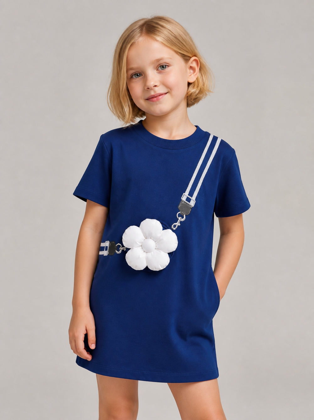 Abito per bambina The Marc Jacobs Kids blu  con applicazione fiori in rilievo W60975 841 THE MARC JACOBS KIDS 