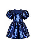 Abito per bambina The Marc Jacobs Kids blu con maniche a palloncino e paillettes W60981 841 THE MARC JACOBS KIDS 