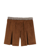 Shorts per bambina The Marc Jacobs Kids marrone con design a pieghe W60985 367 THE MARC JACOBS KIDS 