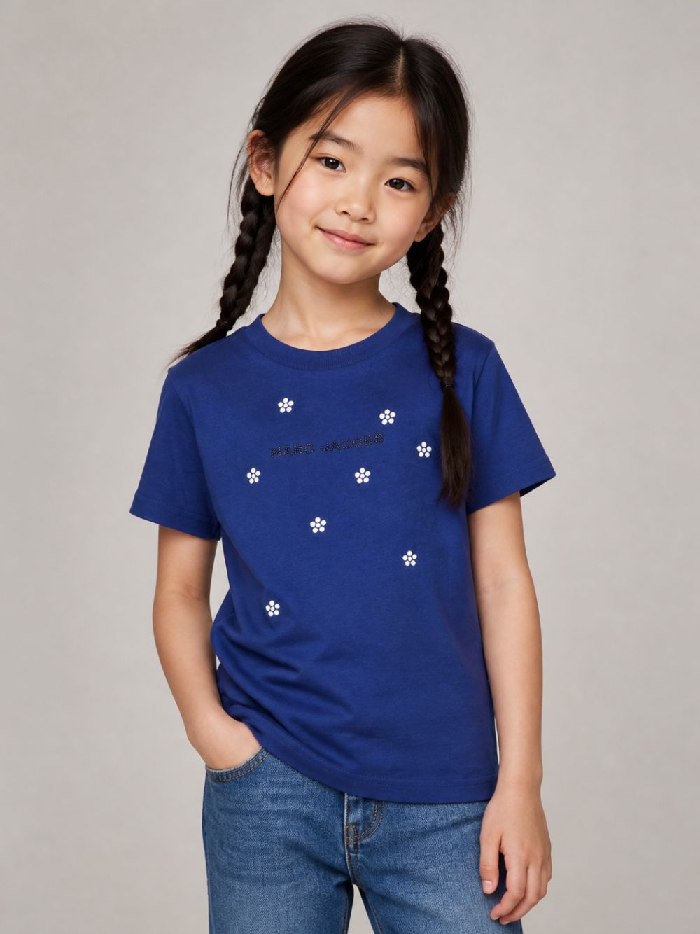 T-shirt per bambina The Marc Jacobs Kids blu con decorazione in cristalli W60993 841 THE MARC JACOBS KIDS 