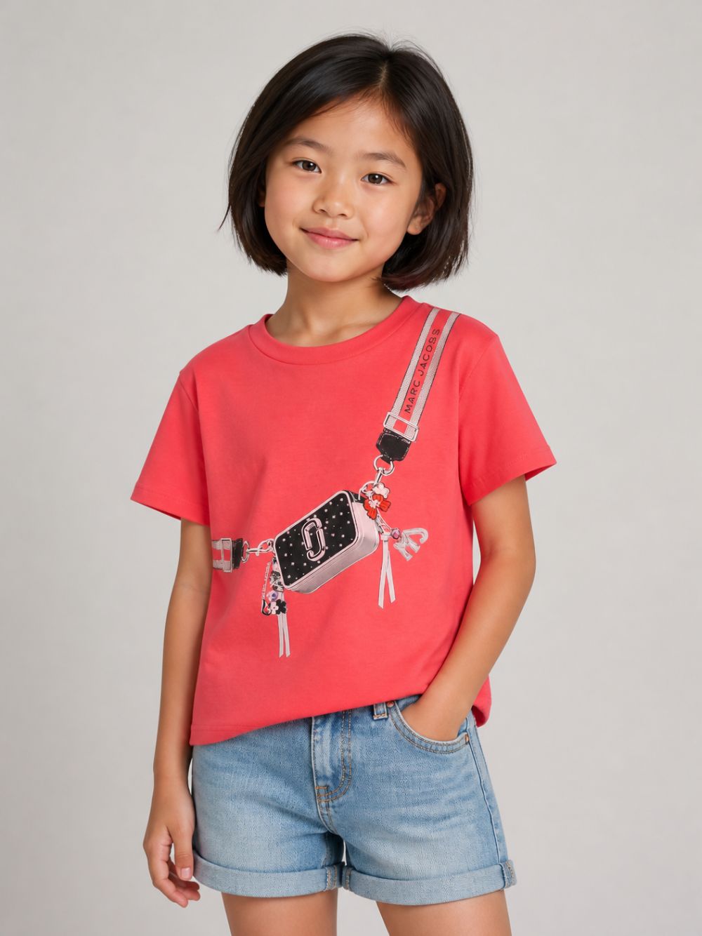T-shirt per bambina The Marc Jacobs Kids rossa con stampa grafica W60994 98A THE MARC JACOBS KIDS 