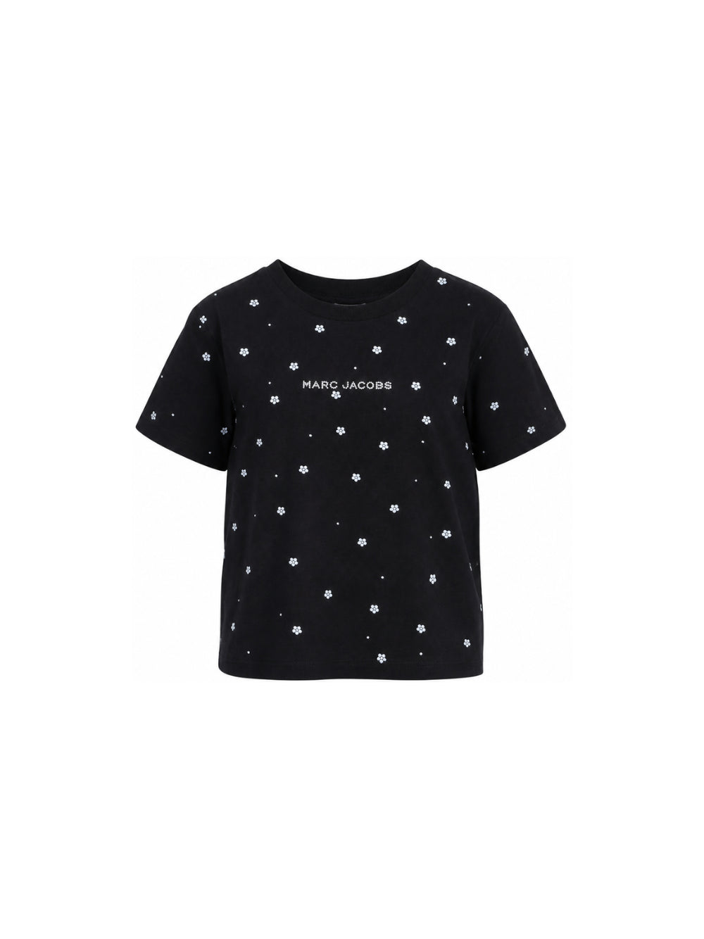 T-shirt per bambina The Marc Jacobs Kids nera con applicazione fiori sul davanti W60995 09B THE MARC JACOBS KIDS 