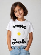 T-shirt per bambina The Marc Jacobs Kids bianca con applicazione fiore W61000 10P THE MARC JACOBS KIDS 
