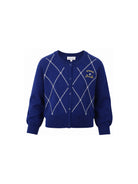 Cardigan per bambina The Marc Jacobs Kids blu con logo sul davanti W61003 841 THE MARC JACOBS KIDS 