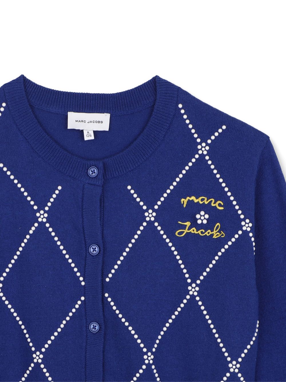Cardigan per bambina The Marc Jacobs Kids blu con logo sul davanti W61003 841 THE MARC JACOBS KIDS 
