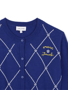 Cardigan per bambina The Marc Jacobs Kids blu con logo sul davanti W61003 841 THE MARC JACOBS KIDS 