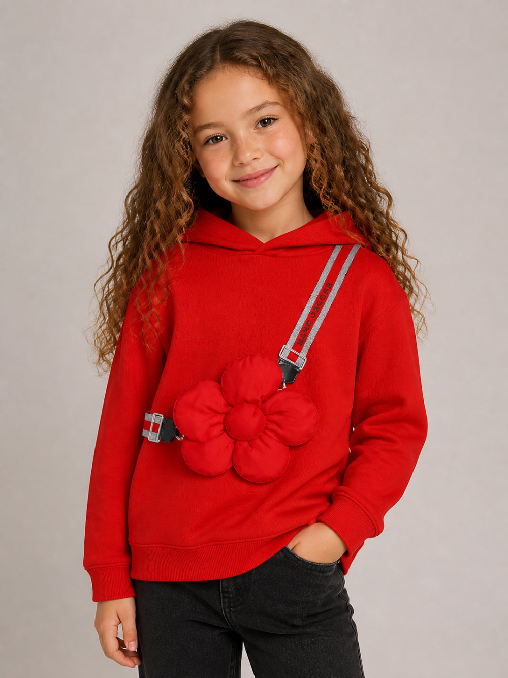 Felpa per bambina The Marc Jacobs Kids rossa con applicazione a fiore in rilievo W61007 97S THE MARC JACOBS KIDS 