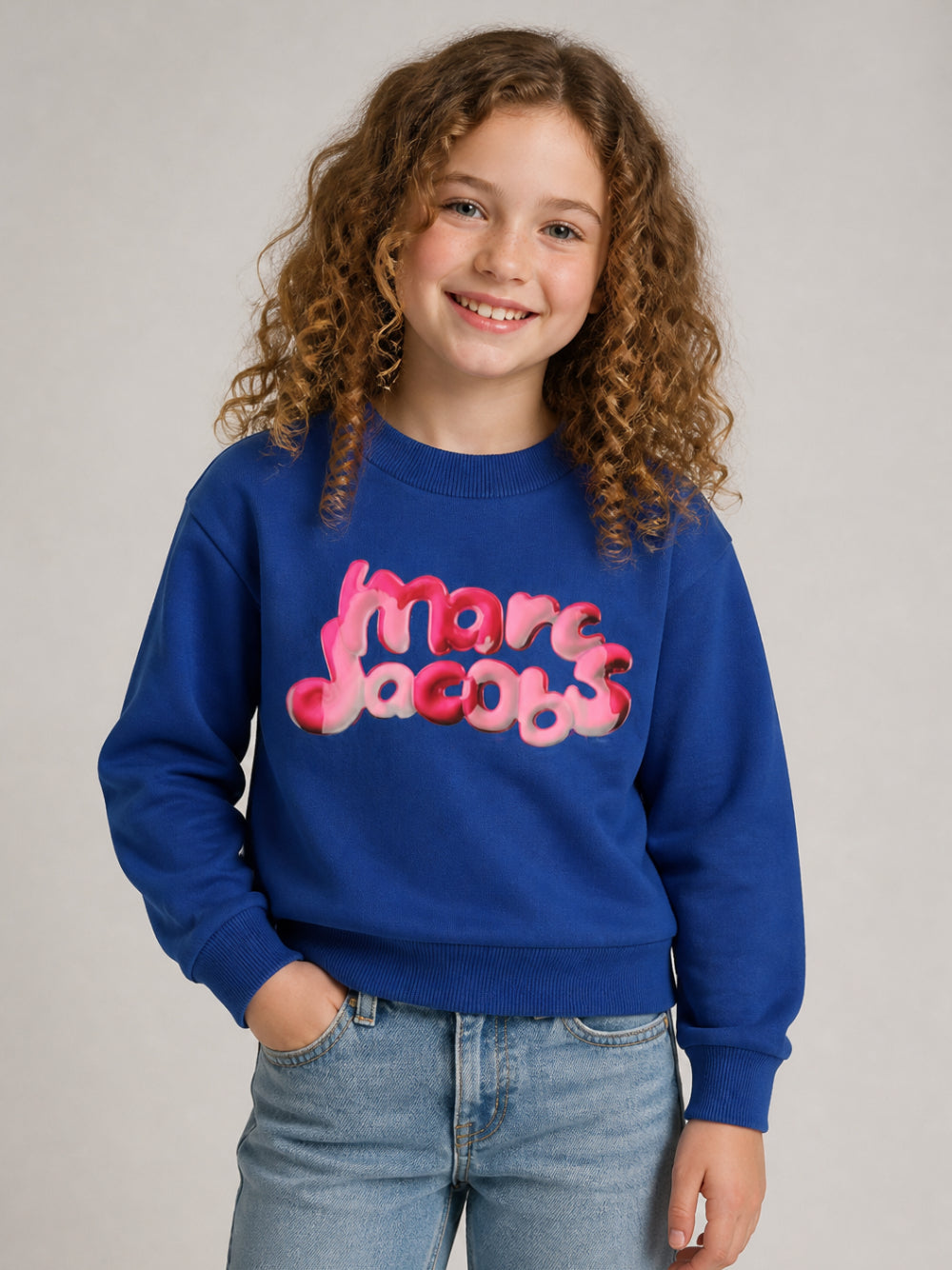 Felpa per bambina The Marc Jacobs Kids blu con logo sul davanti W61008 841 THE MARC JACOBS KIDS 