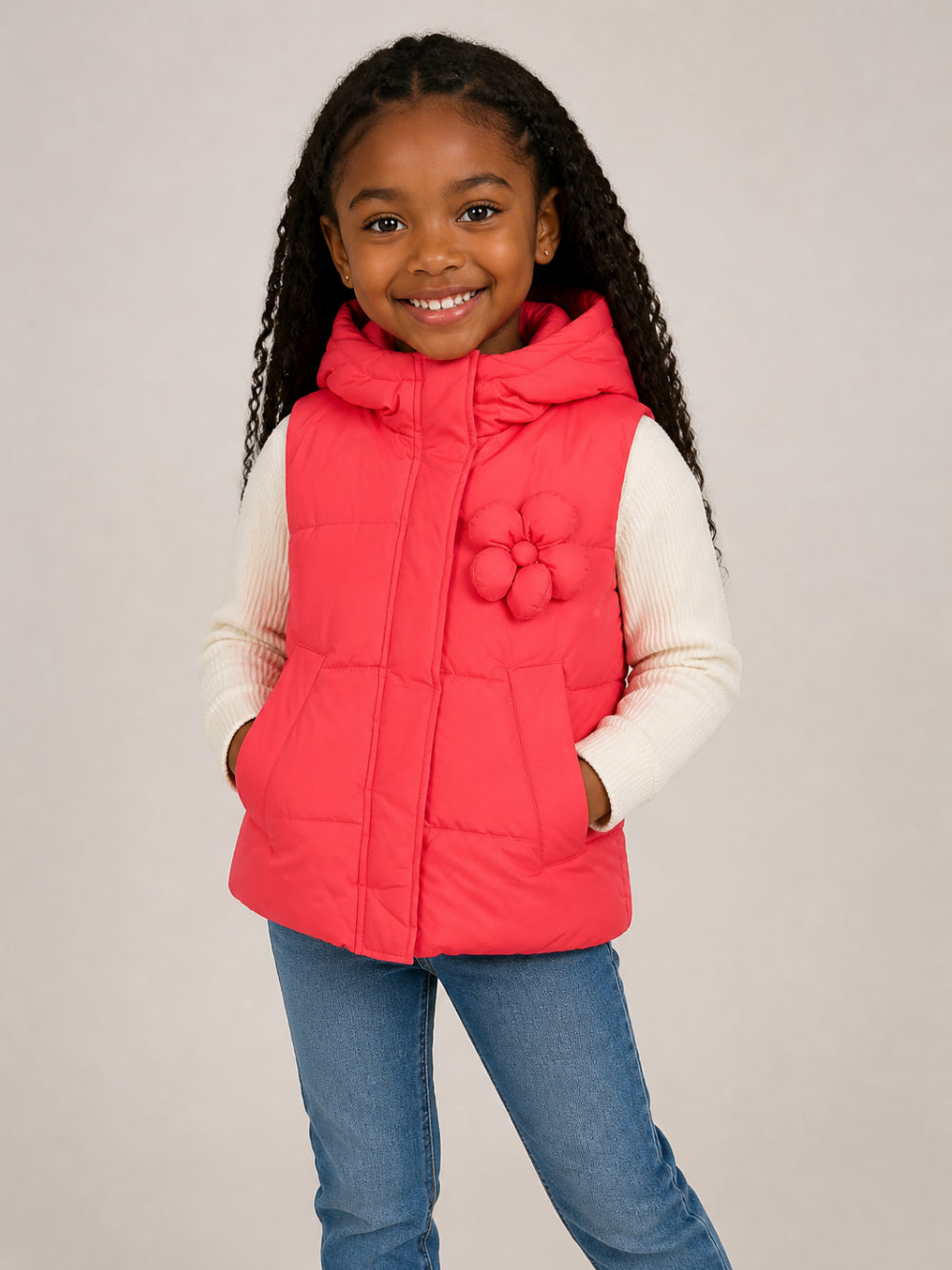Gilet per bambina The Marc Jacobs Kids rosso con applicazione a fiore sul davanti W61013 98A THE MARC JACOBS KIDS 