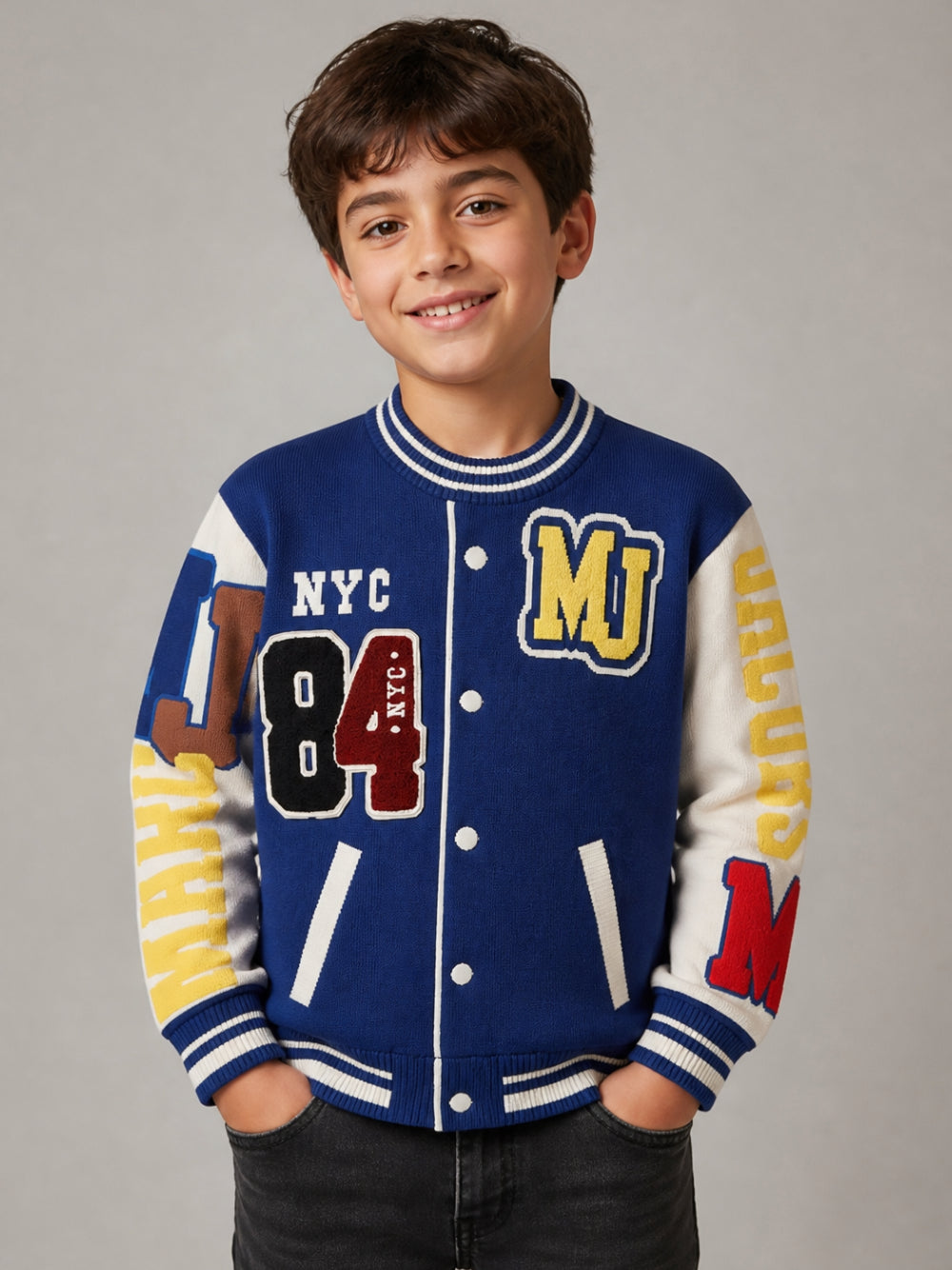 Felpa per bambino The Marc Jacobs Kids blu in stile varsity W61043 841 THE MARC JACOBS KIDS 