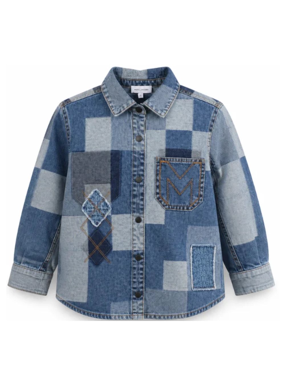 Camicia per bambino The Marc Jacobs Kids blu con design patchwork W61047 Z10 THE MARC JACOBS KIDS 